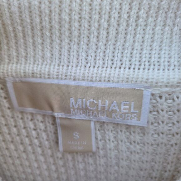 Michael Kors Cowl Neck Sweater Knit Pullover Tunic Top Neutral Cream Size S - Picture 6 of 15